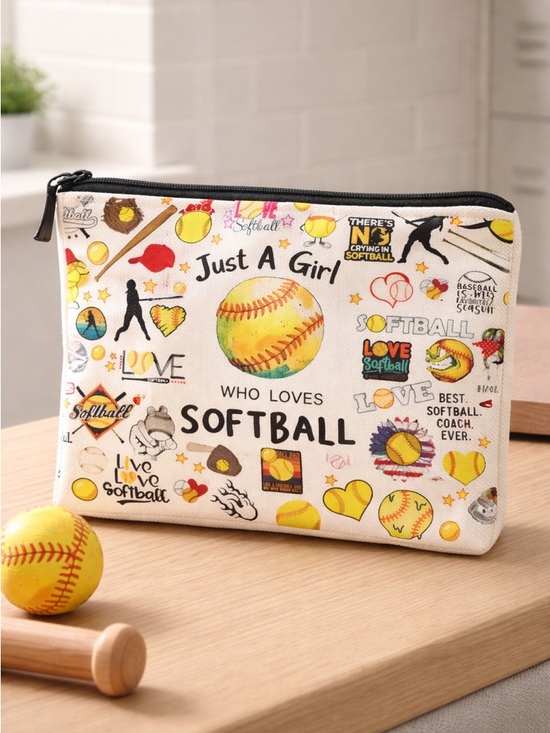 Handbags - NWT Accessory Bag Makeup Bag I Love Softball Graffiti Bag